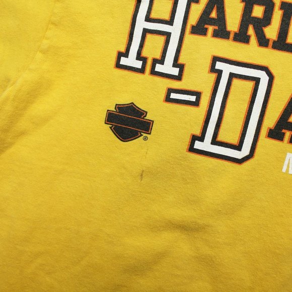 Harley Davidson Vintage 1999 Yellow Short Sleeve Moto Street Style T Shirt Top L - Picture 3 of 6